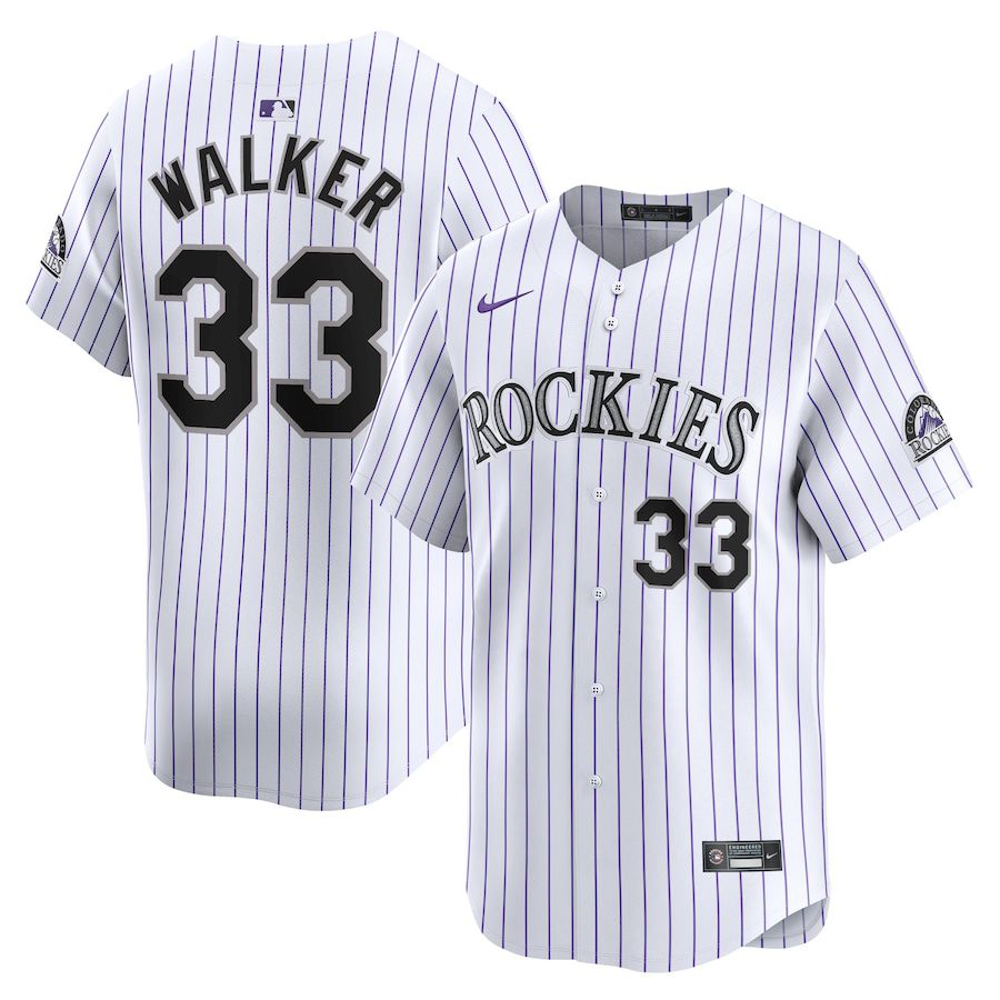 Men Colorado Rockies 33 Larry Walker Nike White Home Limited Player MLB Jersey